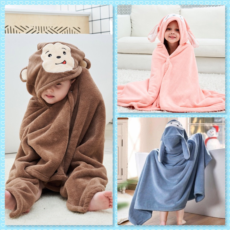 Áo choàng tắm cho bé, khăn tắm có mũ cao cấp, hình ngộ nghĩnh