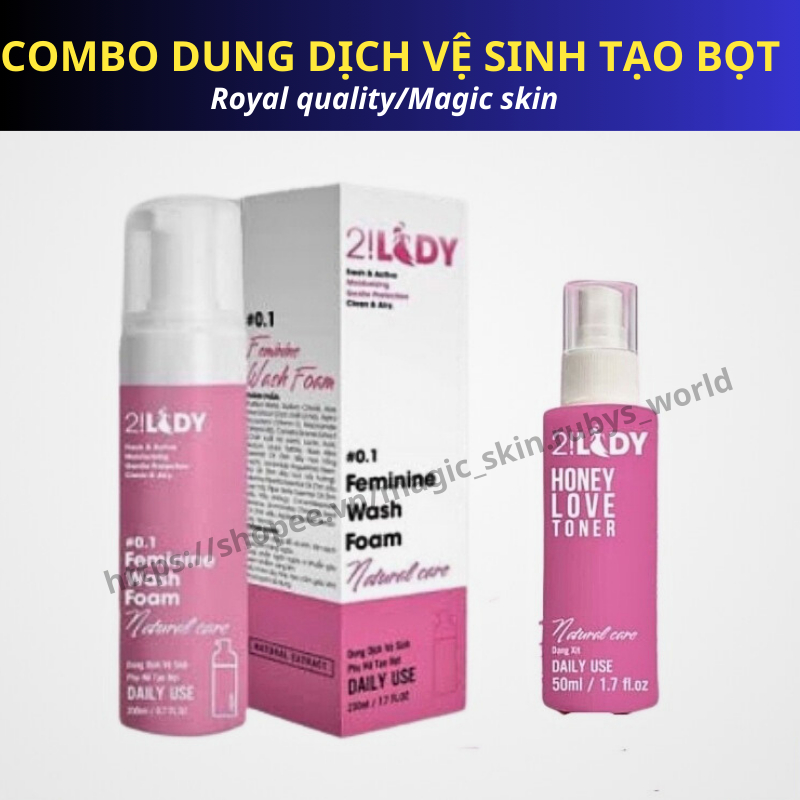 COMBO Phụ khoa 2LADY Dung dịch vệ sinh tạo bọt + Xịt thơm CHÍNH HÃNG_MAGIC SKIN 2!LADY