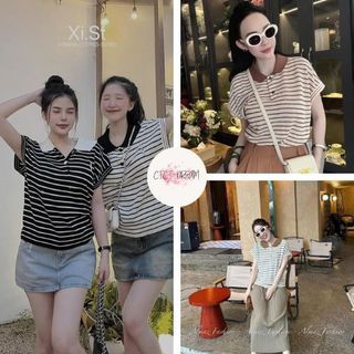 Áo len kẻ mongtoghi tay hến chất dày hàng quảng châu loại 1