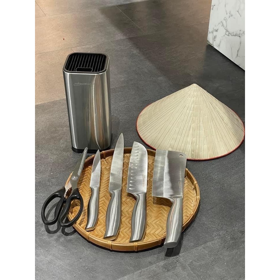 Bộ dao 5 món Zuhause ZB56,kèm khay cắm dao, bộ dao làm bếp sắc bén, tiêu chuẩn Châu Âu, hàng chính hãng