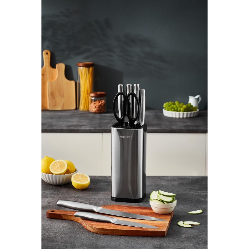 Bộ dao 5 món Zuhause ZB56,kèm khay cắm dao, bộ dao làm bếp sắc bén, tiêu chuẩn Châu Âu, hàng chính hãng