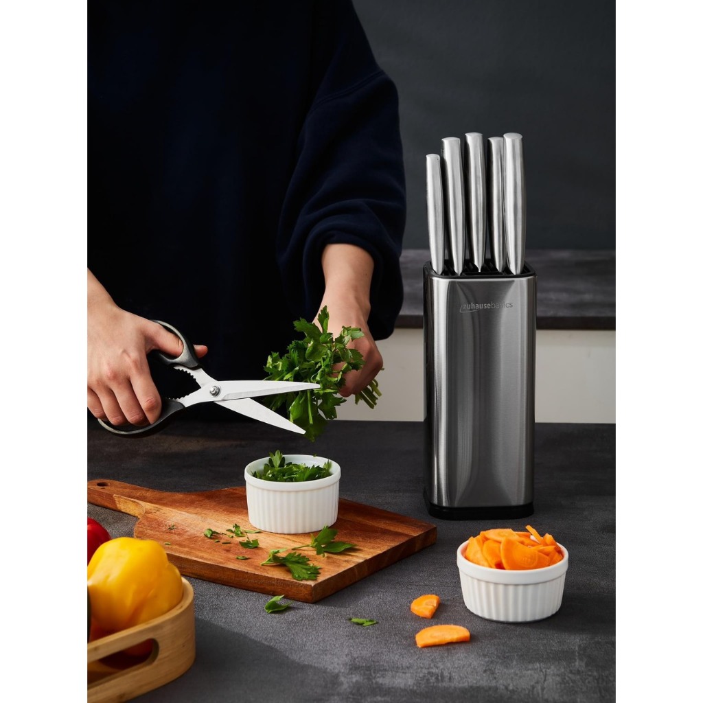 Bộ dao 5 món Zuhause ZB56,kèm khay cắm dao, bộ dao làm bếp sắc bén, tiêu chuẩn Châu Âu, hàng chính hãng