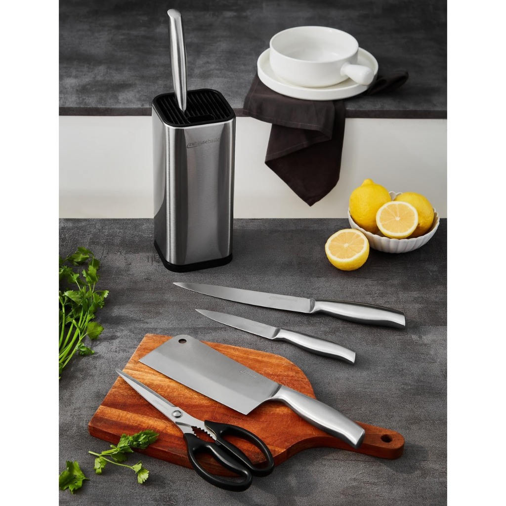 Bộ dao 5 món Zuhause ZB56,kèm khay cắm dao, bộ dao làm bếp sắc bén, tiêu chuẩn Châu Âu, hàng chính hãng