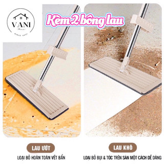 Cây lau nhà tự vắt xoay 360 - Chổi lau nhà thông minh vắt cực khô kèm bông lau nhà vắt tự động tiện lợi
