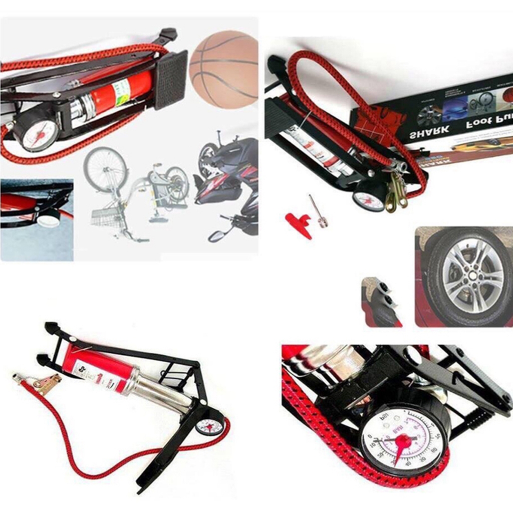 VIETVAN Bơm đạp chân mini dành cho mọi loại xe có đồng hồ hiển thị số kg hơi - bơm ô tô- XE MÁY, Phao, Bóng