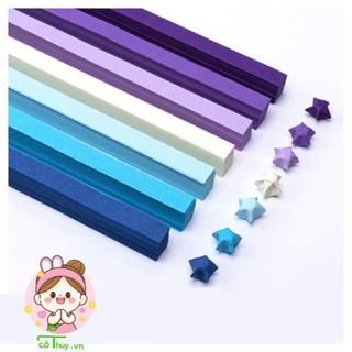 Set 100 giấy gấp sao may mắn màu sắc kẹo ngọt