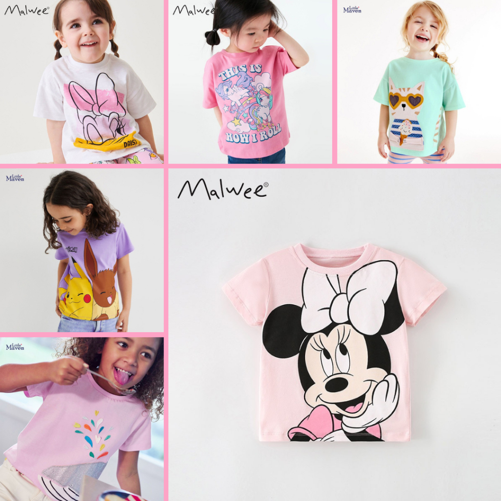 BST áo thun hè cotton Malwee nhiều họa tiết đáng yêu cho bé 2-7 tuổi - Little Maven Chính Hãng