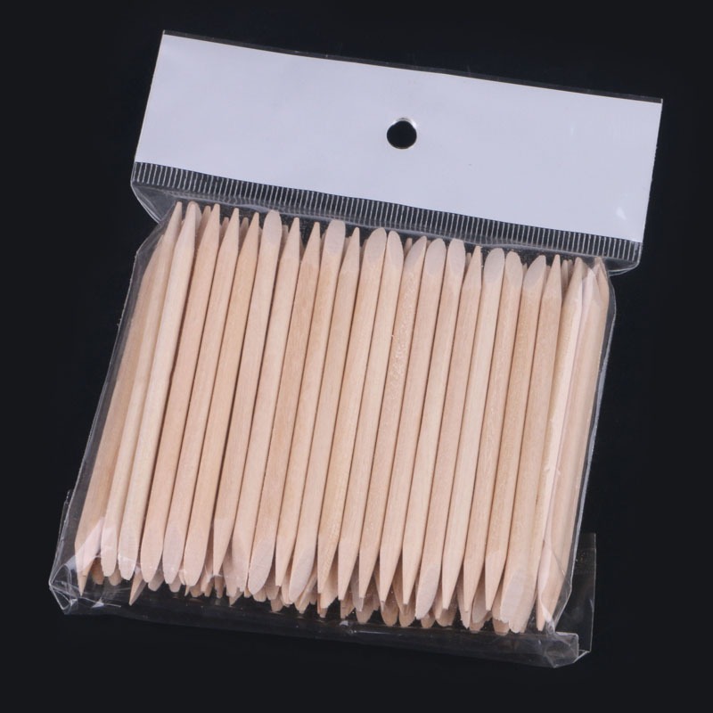 Que gỗ làm nail, đẩy da chết, sét 100 cây dùng trong nail box,dài 7,5cm