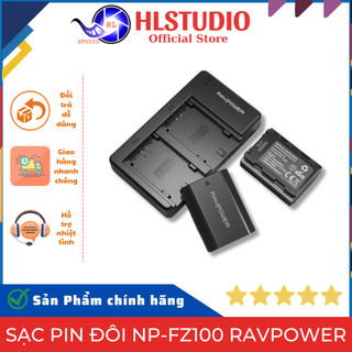 Sạc Pin Đôi NP-FZ100 Ravpower Chính Hãng Cho Sony A7III A7RIII A9 A6600 HL Studio