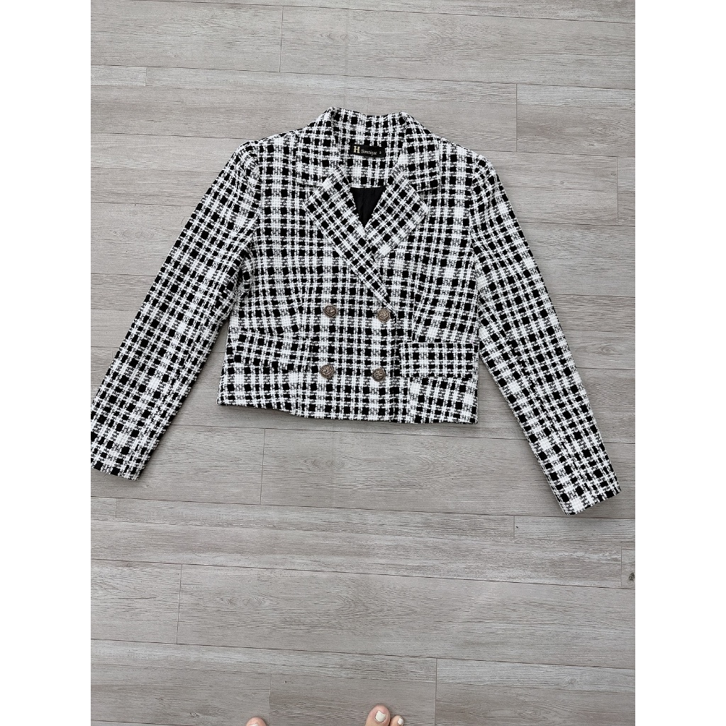 Áó vest nữ dáng công sở cao cấp Cúc Fashion áo dễ phối vải đẹp đi làm chơi áo dạ vest kẻ 4 khuy AD166