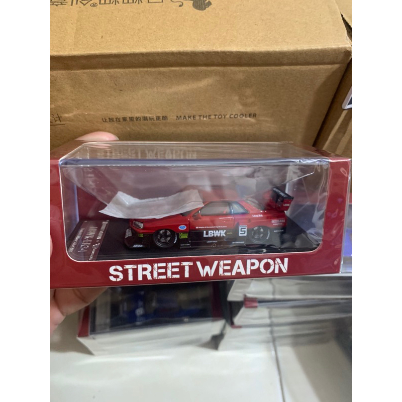 Mohinhxeps-1/64_Street Weapon SWNER34R#5 Nissan ER34 LBWK Red #5 w/ Black Wheels