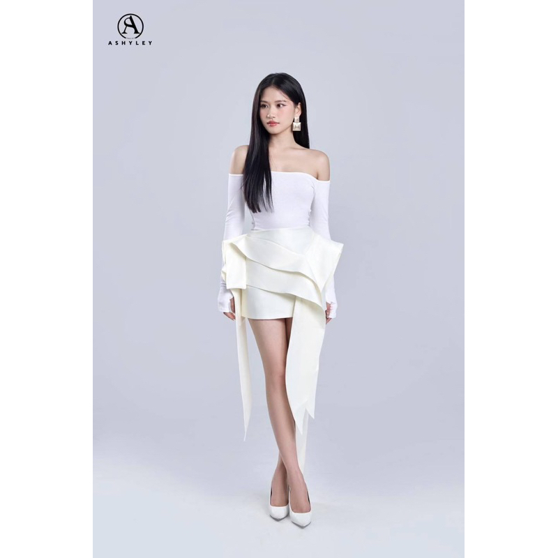 Váy thiết kế dự tiệc áo trễ vai kèm chân váy VẠT DÀI