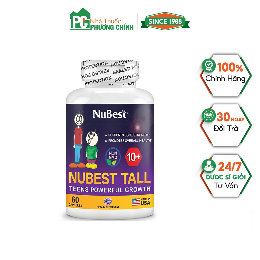 Nubest Tall 10+ Hỗ Trợ Tăng Chiều Cao Cho Trẻ Từ 10-20 Tuổi (Hộp 60 Viên)