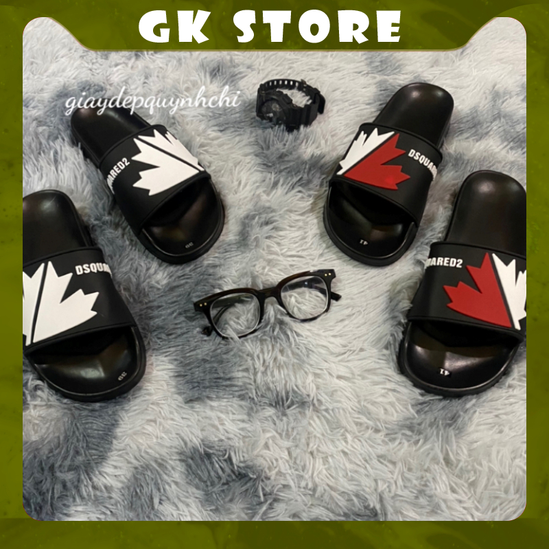 Dép quai ngang nam đẹp lá đen. Hàng full size từ 37-43  - XT - Store