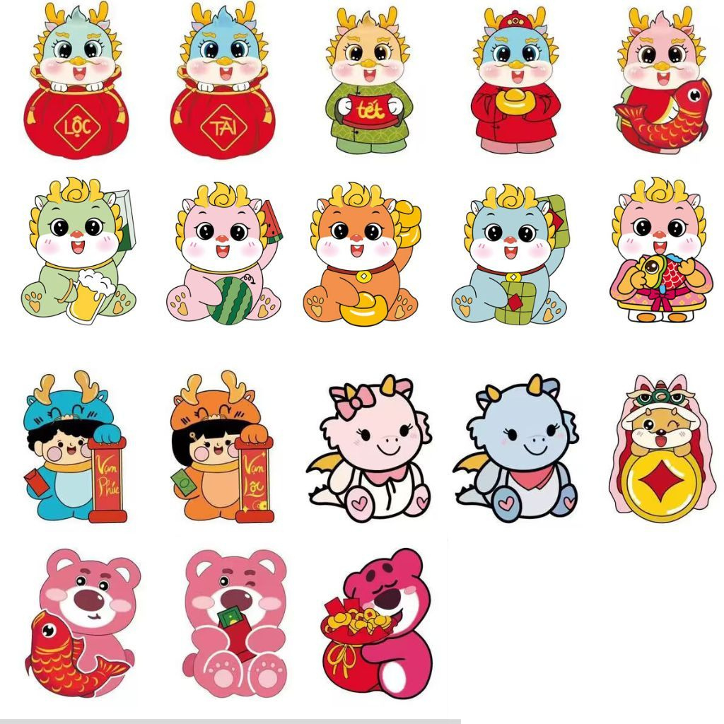 Bao Lì Xì Chibi Hình Rồng - Giáp Thìn 2024 Siêu Đáng Yêu