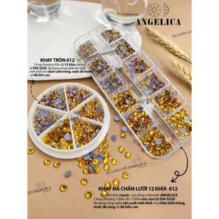 Đá chân lưới nail 12 khía màu vàng mật Topazc đính móng ANGELICA 612