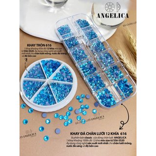 Đá chân lưới nail màu xanh biển 12 khía Aquamarine đính móng ANGELICA 616