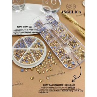 Khay đá chân lưới nail 12 khía màu vàng trà nhạt Golden Shadow đính trang trí móng ANGELICA 627