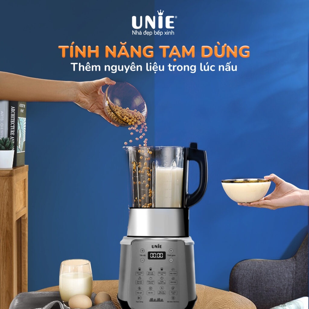 Máy Xay Nấu Sữa Hạt Unie V9S, Công suất 1800W, Dung tích 1.75L, Sấy Khử Khuẩn, Tạm Dừng Khi Nấu, Hàng Chính Hãng