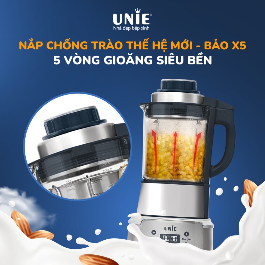 Máy Xay Nấu Sữa Hạt Unie V9S, Công suất 1800W, Dung tích 1.75L, Sấy Khử Khuẩn, Tạm Dừng Khi Nấu, Hàng Chính Hãng