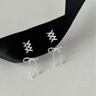  Khuyên tai nữ bông tai nữ bạc s925 3 chữ X và nơ tua KB164 Cá jewelry 