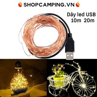 Dây đèn led trang trí, đèn led đom đóm dây đồng, dùng cổng usb/pin aa dercor tiệc, noel, dã ngoại - Camping VietNam