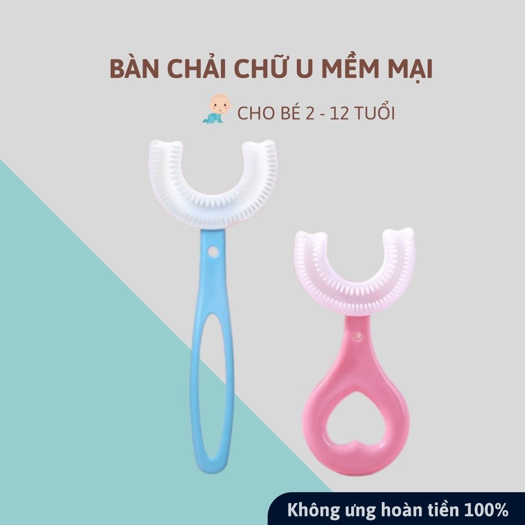 Bàn chải đánh răng trẻ em cho bé chữ U 360 độ silicon siêu mềm 2-3-6-12 tuổi LUVALO BCU1