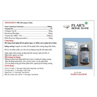P.LAR'S (plar s) BONE SAFE date t11.25, hộp 30 viên