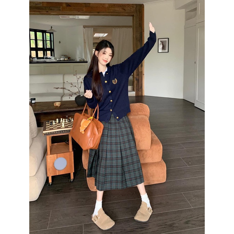 Áo Cardigan Len Cổ Tròn Freesize