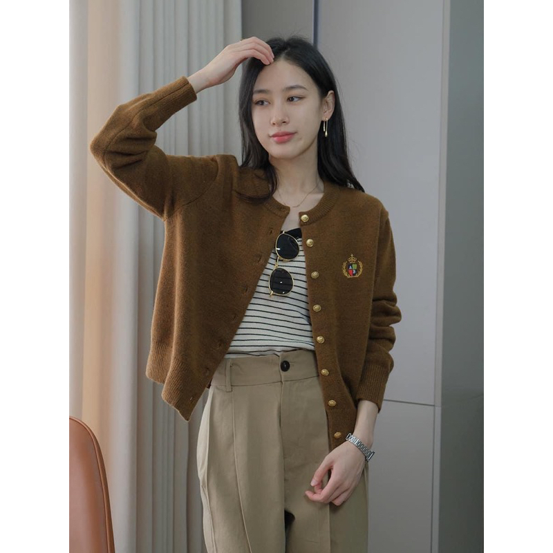 Áo Cardigan Len Cổ Tròn Freesize