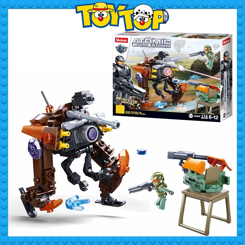 Đồ chơi lắp ráp ghép robot Patrol tấn công Atomic Storm tháp pháo đài phòng thủ xếp hình Sluban M38 
