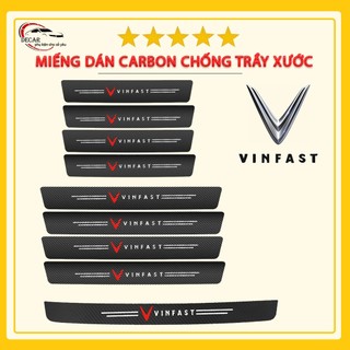 Bộ 9 miếng nẹp cửa chống trầy xước dán vân carbon bảo vệ bậc cửa xe hơi oto Vinfast Vf8, Vfe34, Fadil, Vf9, Vf5, Vf9