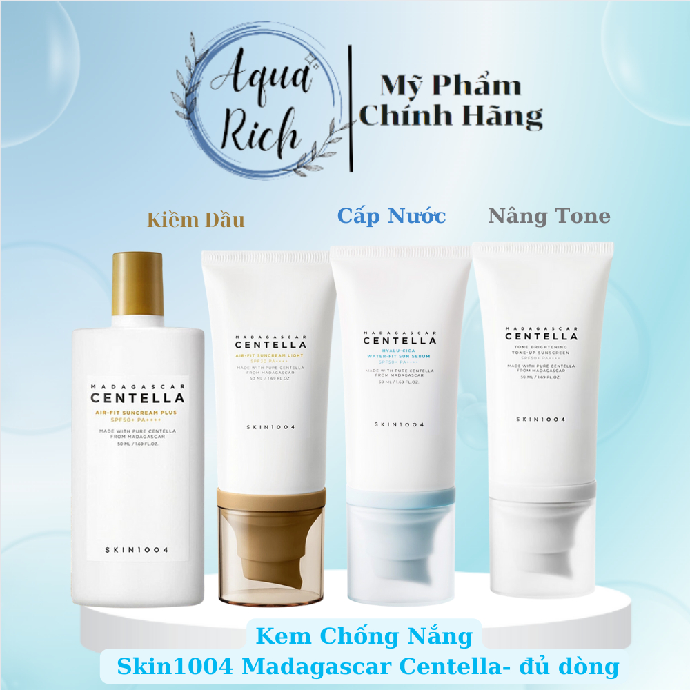 Kem Chống Nắng Skin1004 Madagascar Centella Air Fit Suncream Plus - Light - Hyalu-Cica Water-Fit Sun Serum SPF50/30+ 50m