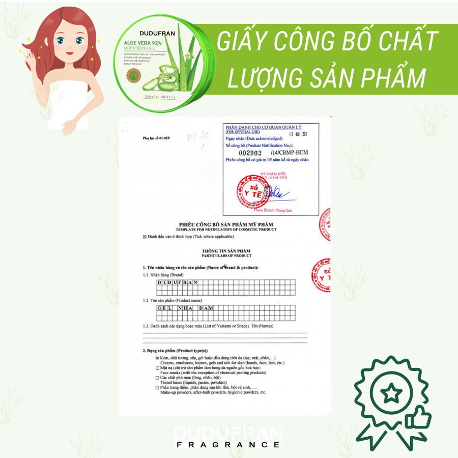 Gel nha đam, gel lô hội ALOE VERA kem dưỡng ẩm DUDUFRAN, phục hồi da, dưỡng ẩm da dầu mụn, da khô đa năng