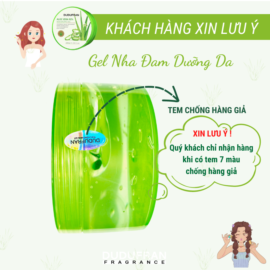 Gel nha đam, gel lô hội ALOE VERA kem dưỡng ẩm DUDUFRAN, phục hồi da, dưỡng ẩm da dầu mụn, da khô đa năng