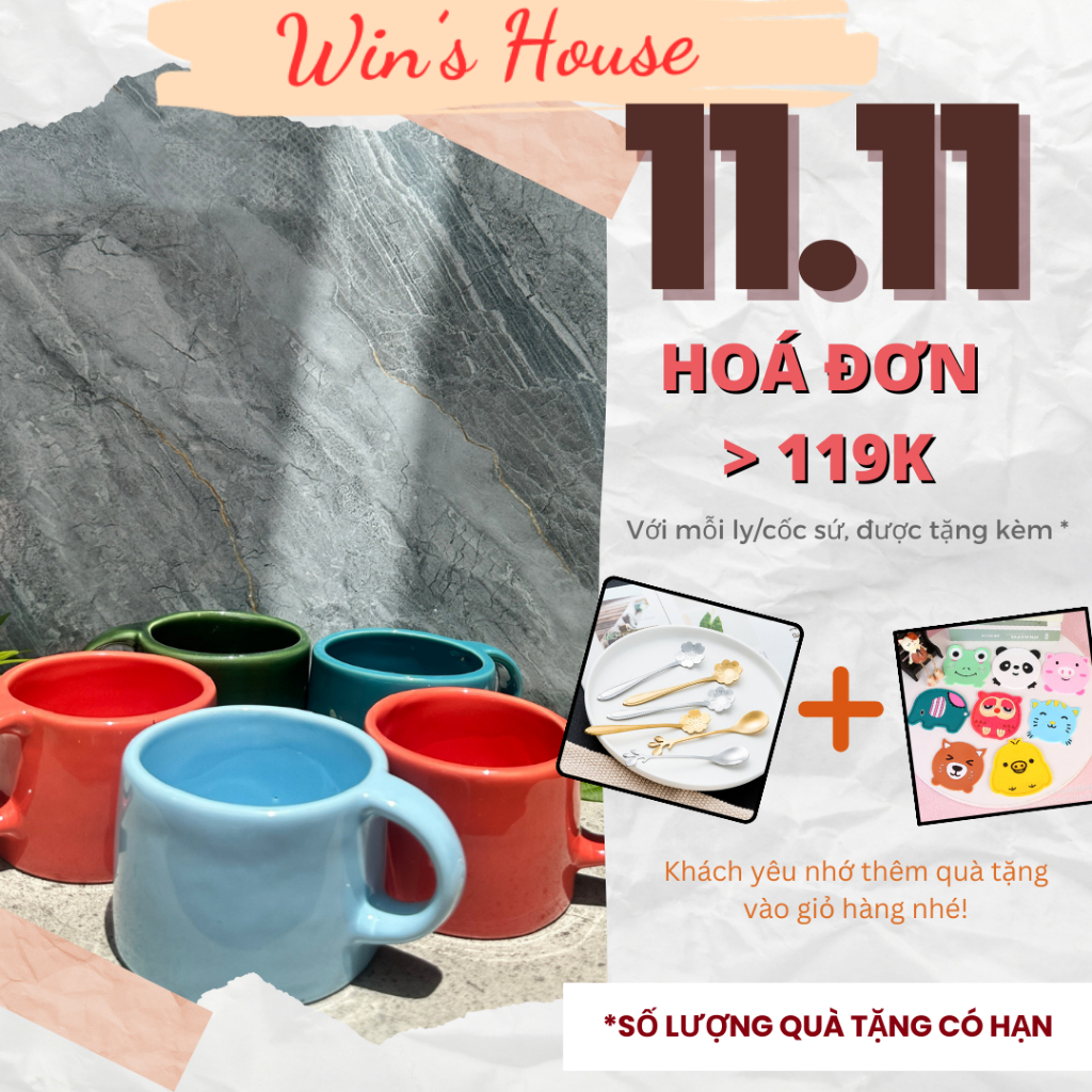 Cốc sứ/ Ly/ Tách sứ uống nước, trà, trà phê có quai made in Việt Nam men trơn nhiều màu 180ml