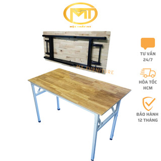 Bàn làm việc, bàn ăn chân xếp BCXCS mặt gỗ cao su tự nhiên gấp gọn,bàn học tập, làm việc gấp gọn
