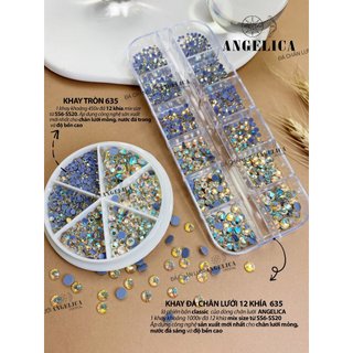 Đá chân lưới nail 12 khía màu pha lê Jonquil Ab đính trang trí móng ANGELICA 635