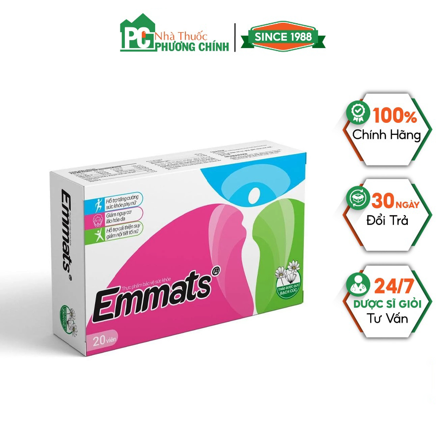 Emmats - Bổ Sung Nội Tiết Tố Nữ Tự Nhiên (Hộp 20 Viên)