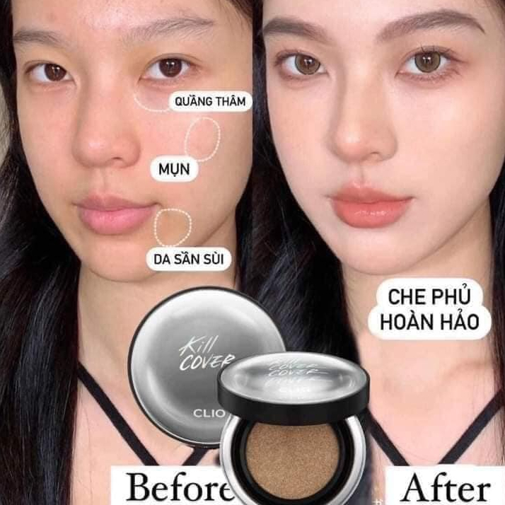 Phấn nước trang điểm Clio Kill Cover Fixer Cushion Spf 50+ PA+++ giúp nâng tone kèm theo chống nắng nhẹ nhàng