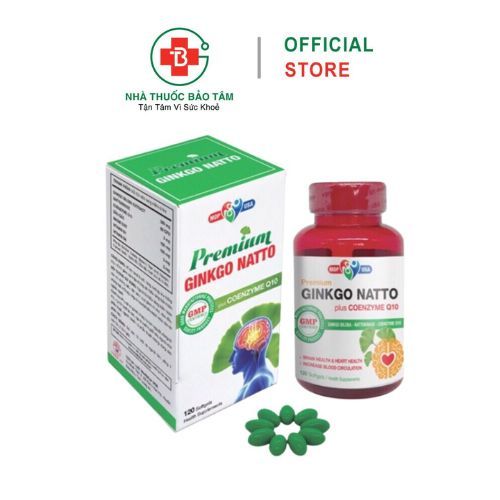 Ginkgo Natto Plus Coenzyme Q10 Giúp hỗ trợ hoạt huyết, tăng cường lưu thông máu - Lọ 120 viên