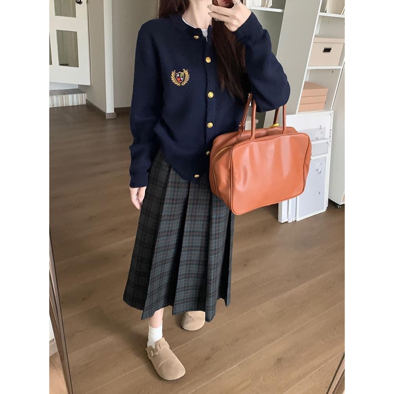 Áo Cardigan Len Cổ Tròn Freesize