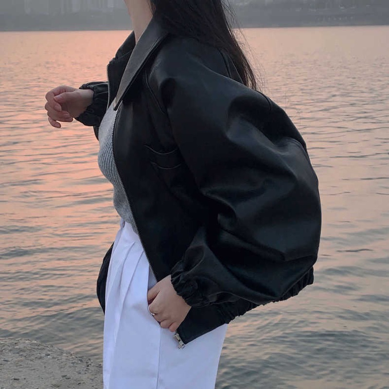 KHOÁC DA PU CÁ TÍNH CÓ KHOÁ KÉO