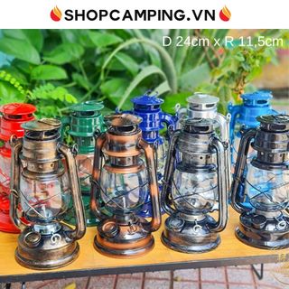 Đèn bão đèn size trung 24cm decor trang trí nhà cửa, đèn măng xông cắm trại dã ngoại cổ điển - Camping VietNam
