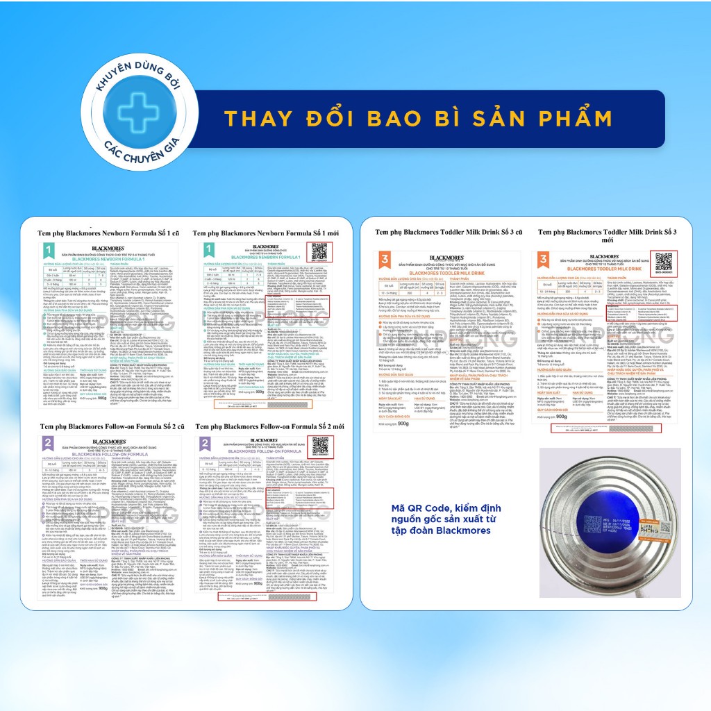 Sữa BLACKMORES  số 1 2 3 - 900gr