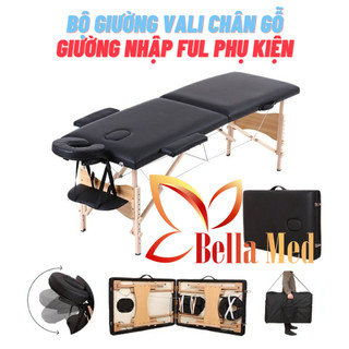 Giường Vali chân gỗ xếp gọn, hàng cao cấp dùng trong Spa, Nối Mi, Phun Xăm, Tatoo, Massage