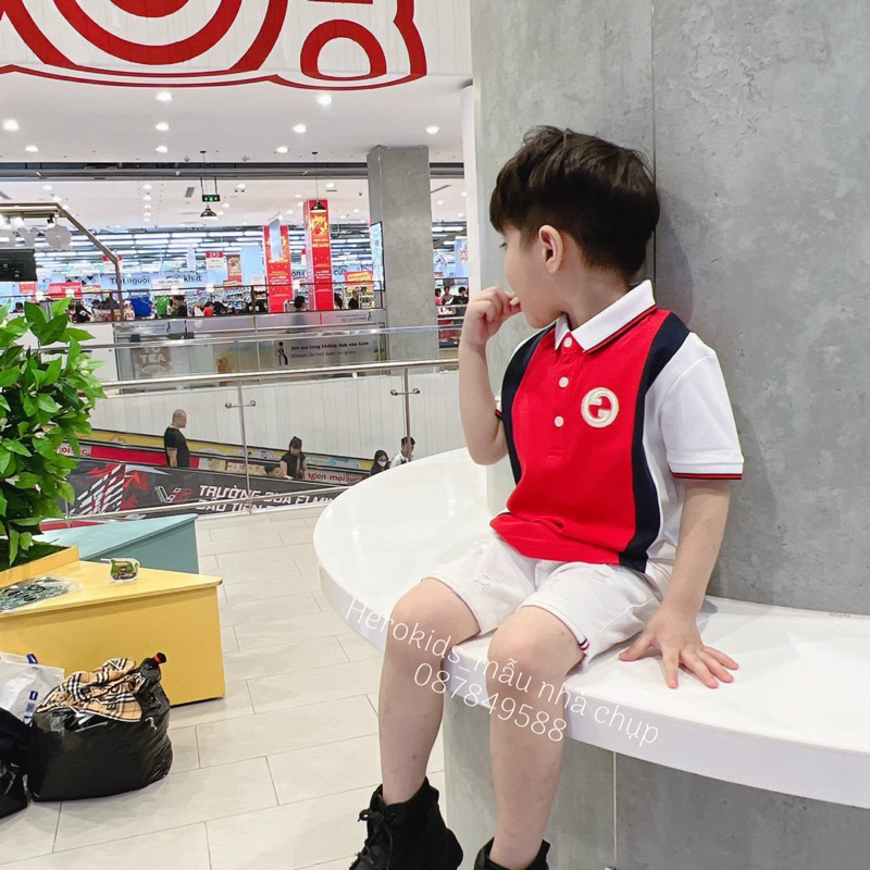 Áo polo cho bé phối màu logo thêu poli cá sấu cao cấp dày dặn thấm hút mồ hôi đi học đi chơi sang sịn___8274