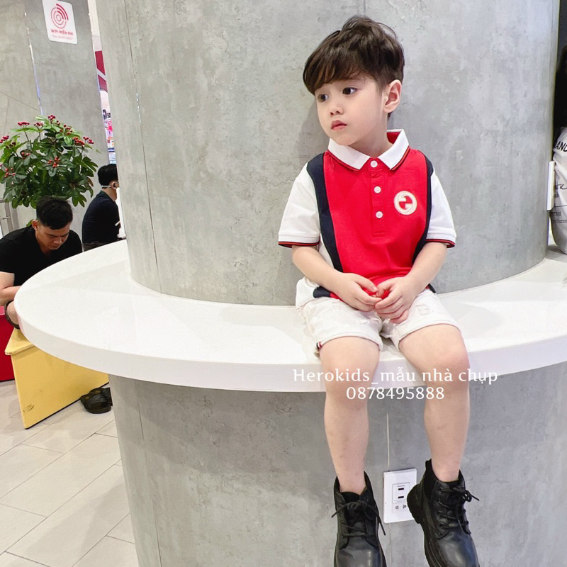 Áo polo cho bé phối màu logo thêu poli cá sấu cao cấp dày dặn thấm hút mồ hôi đi học đi chơi sang sịn___8274