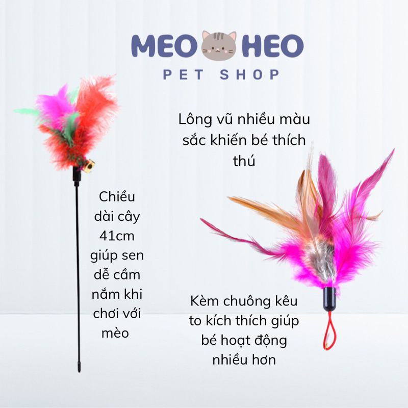 Đồ chơi lông vũ có chuông chơi với mèo 41cm