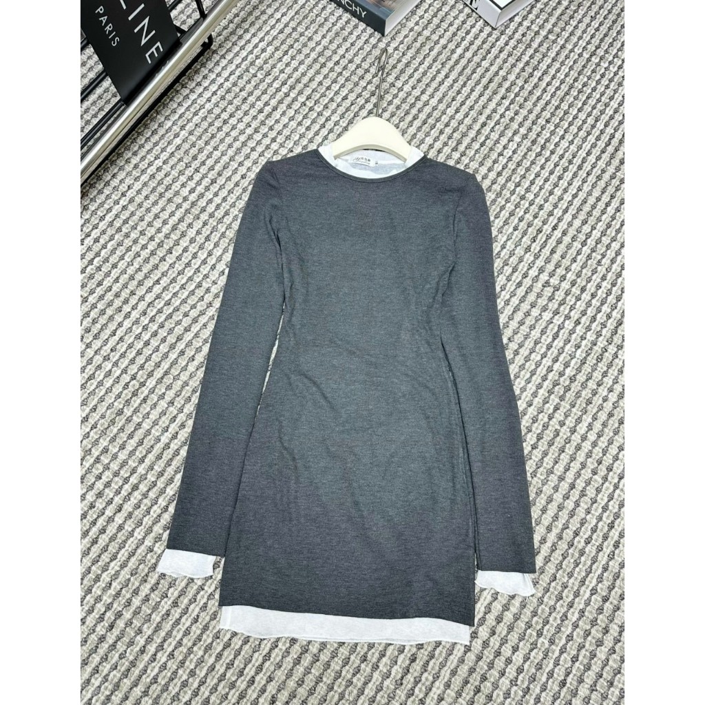 Váy body nữ dài tay tôn dáng mai phương bùi, hách dáng 2 lớp, váy thun body 2 lớp ôm eo mai phương bùi